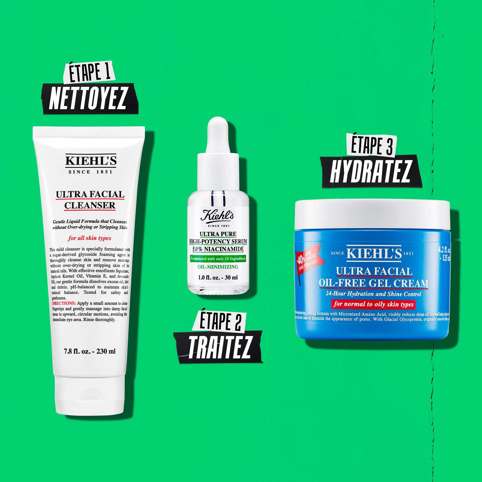 Illustration de la routine du Serum Ultra Pure Kiehl's