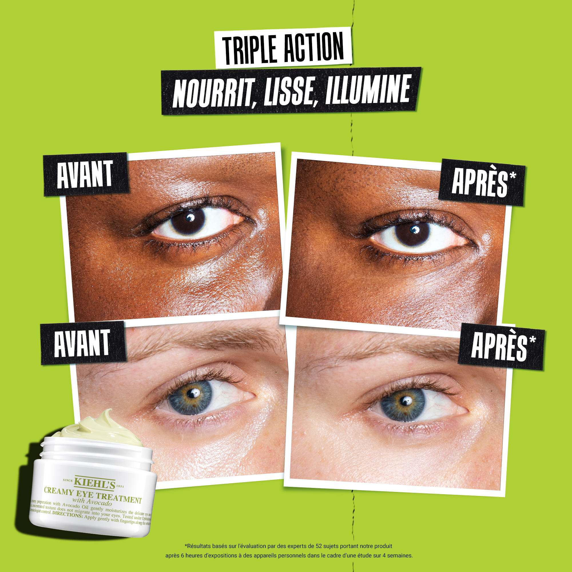 Mannequin tenant un pot de Soin Yeux Avocat Kiehl's