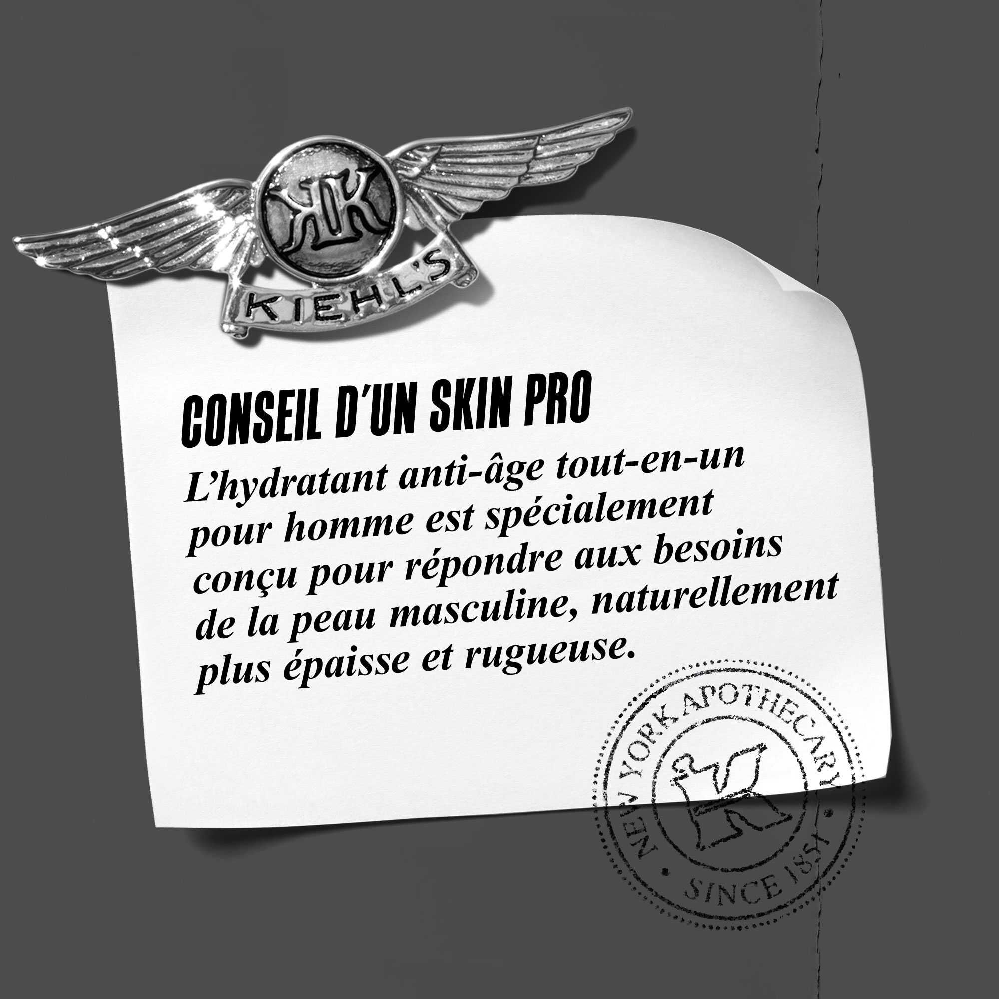 Conseil d'expert : Soin anti-age tout-en-un pour homme specifiquement formule pour la peau masculine plus epaisse.