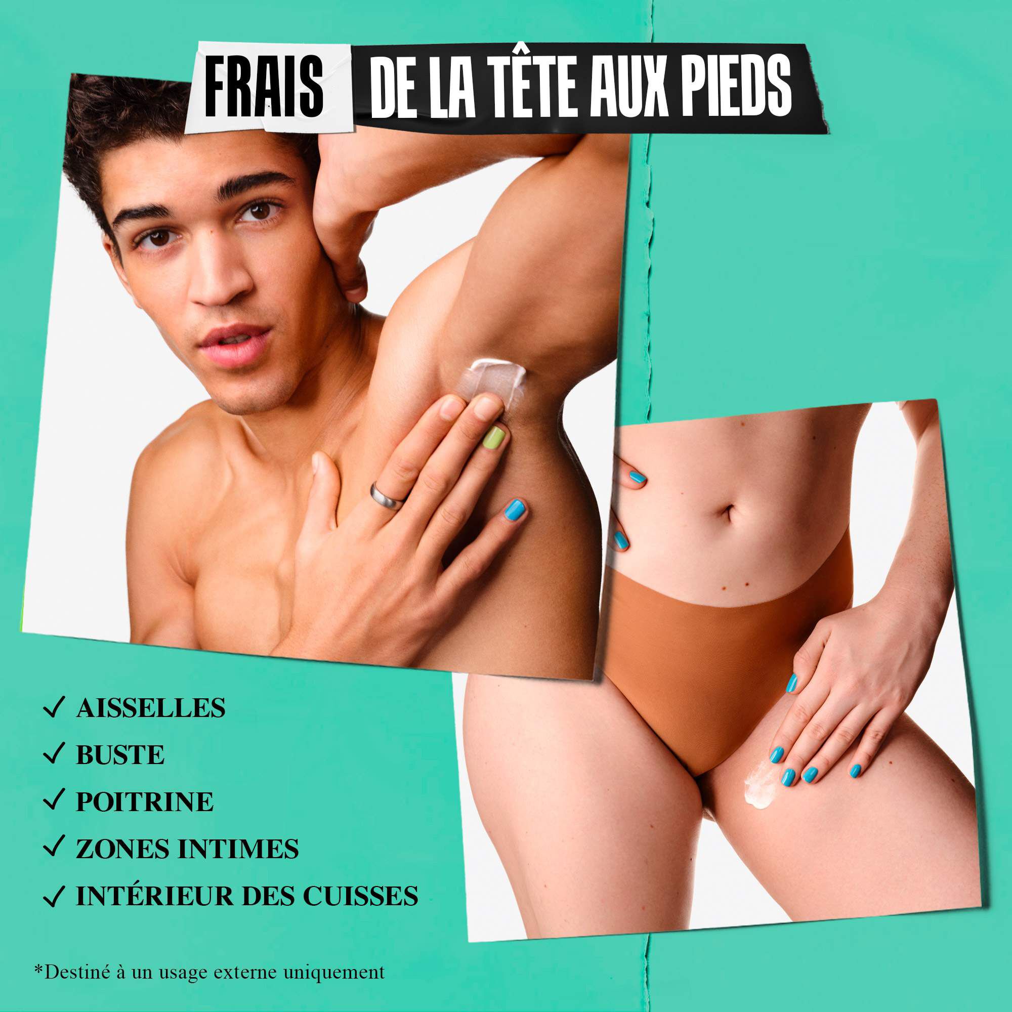 Two models showing upper and lower bodies – Head-to-Totally Fresh