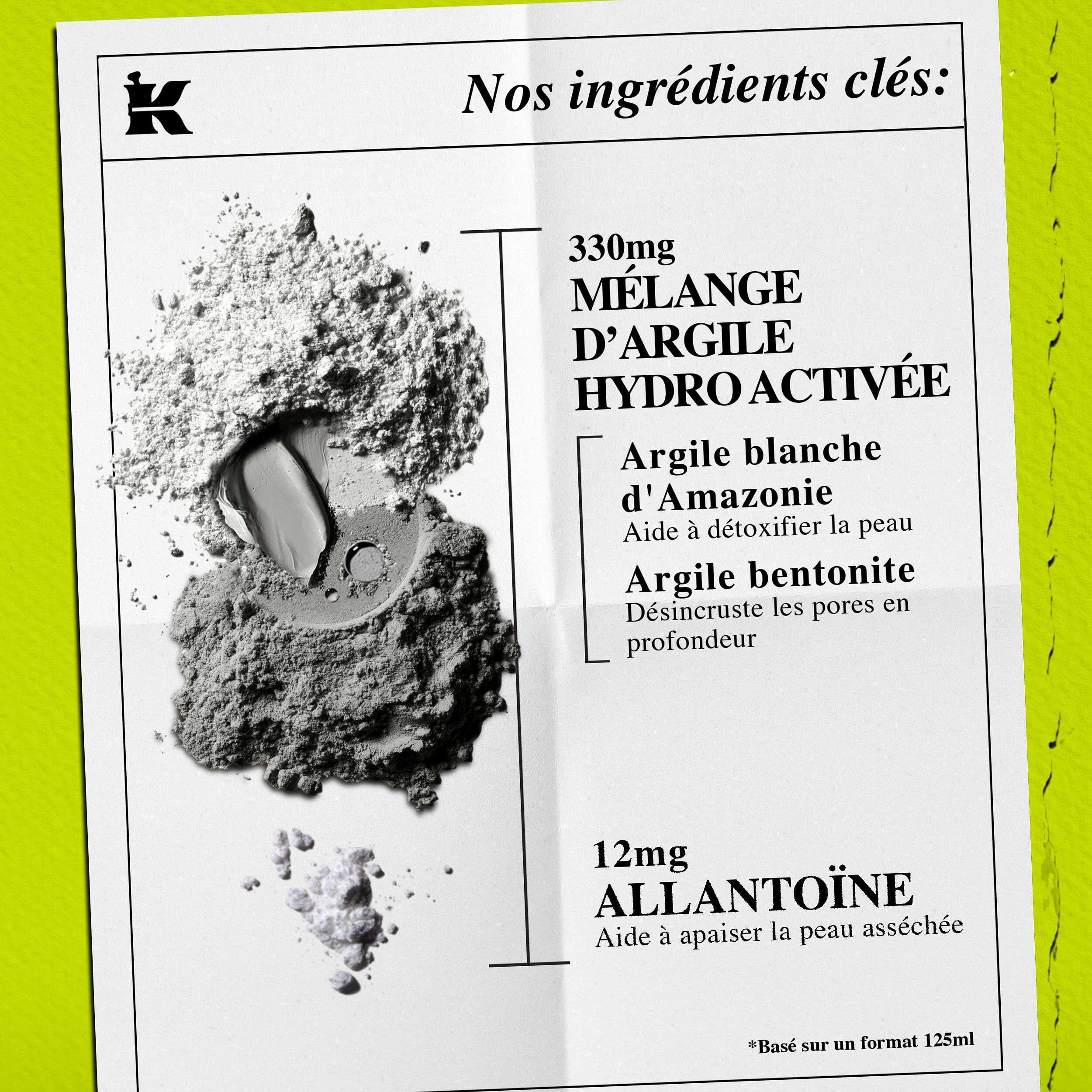 Ingredients du Masque Nettoyant Rare Earth Kiehl's - Argile Blanche d'Amazonie, Aloe Barbadensis