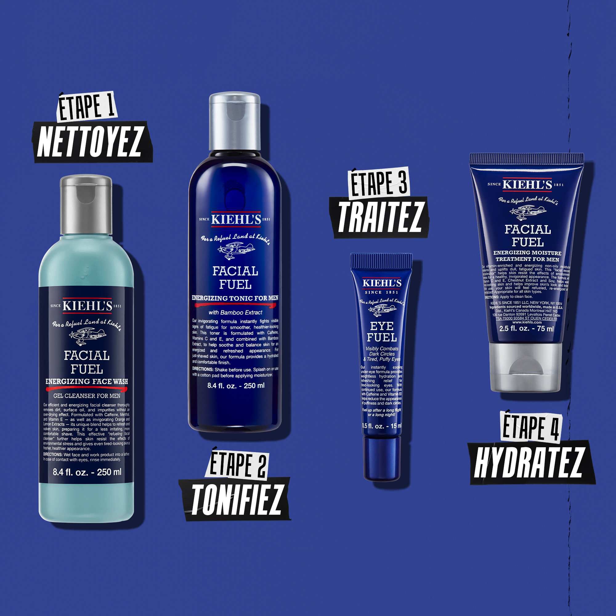 Illustration de la routine Facial Fuel - Nettoyer, Tonifier, Traiter, Hydrater