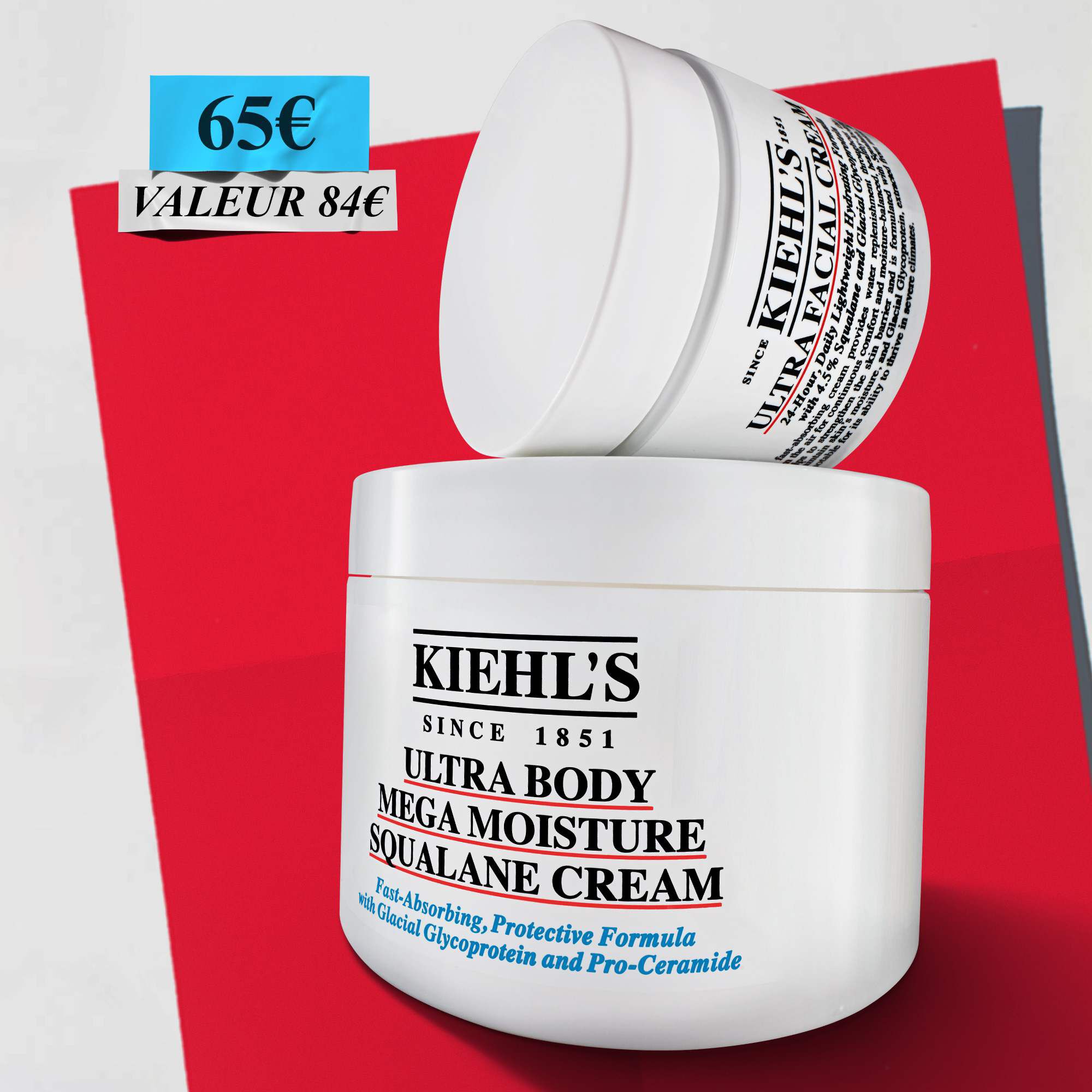 Creme Ultra Visage de Kiehl’s et Creme Ultra Body Mega Moisture Squalane, avec des prix promotionnels et une valeur affichee.