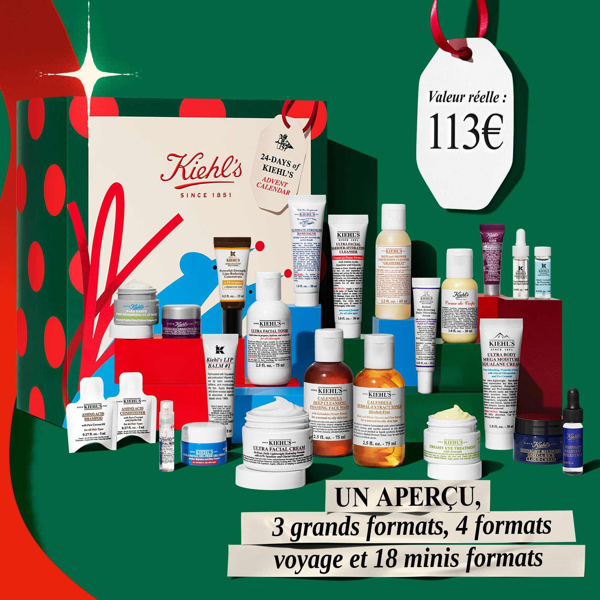 Calendrier de l'Avent Kiehl's : 24 Soins Visage & Corps