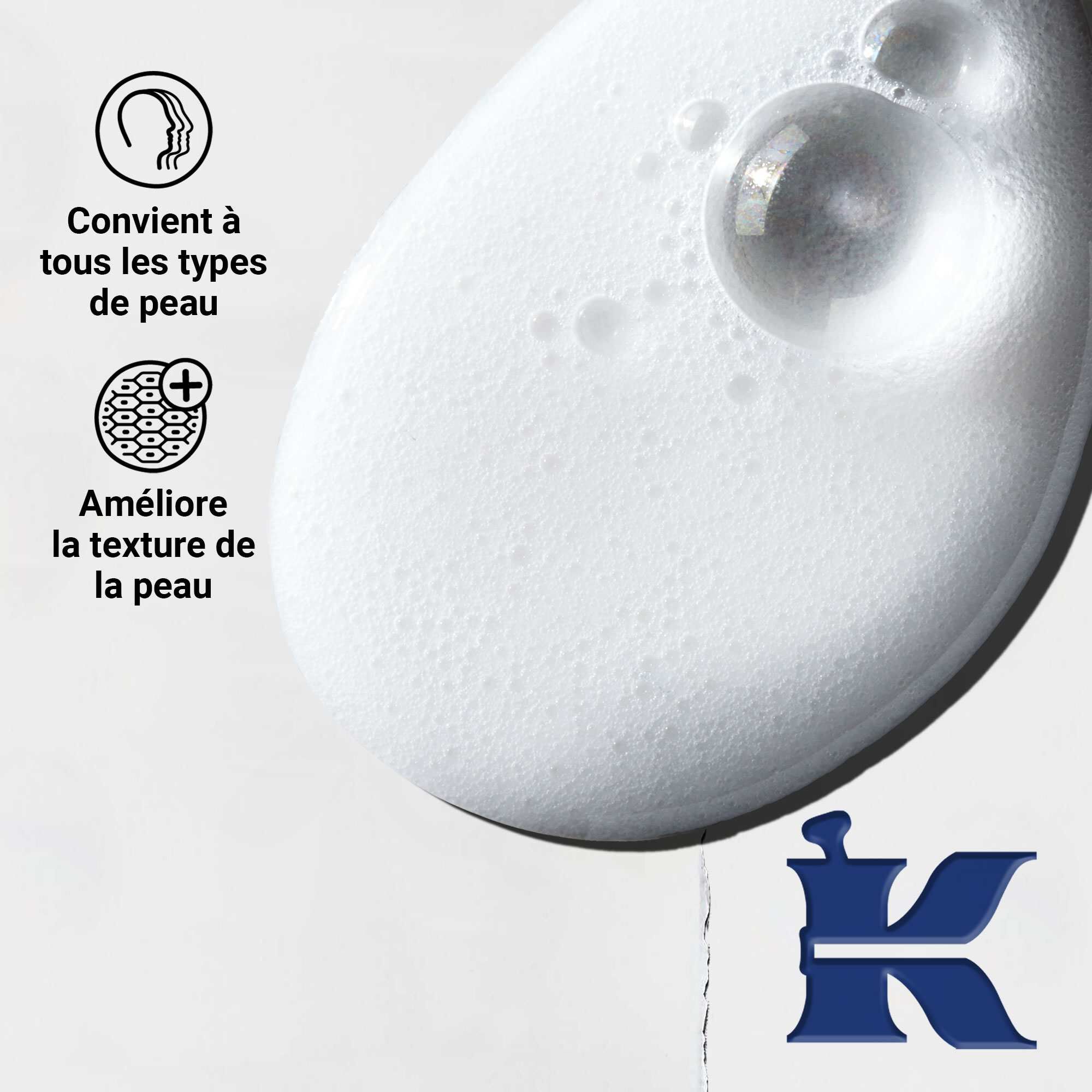 Gros plan sur la texture du Body Fuel ; formule cremeuse et hydratante pour la peau, les cheveux et le cuir chevelu.