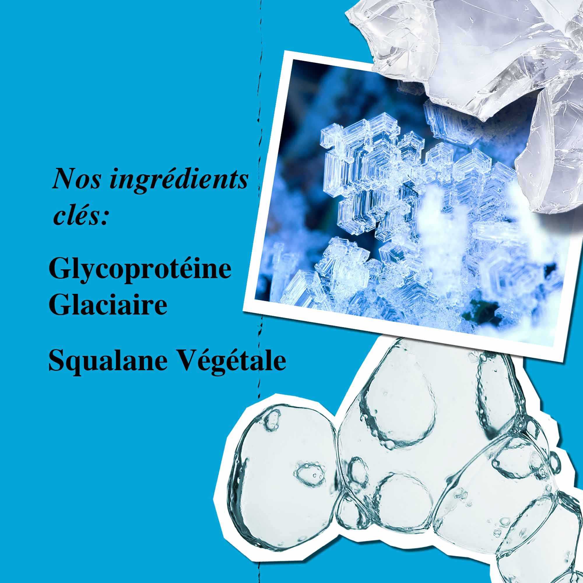 Ingredients de la creme Ultra Facial - Glycoproteine Glaciaire et Squalane