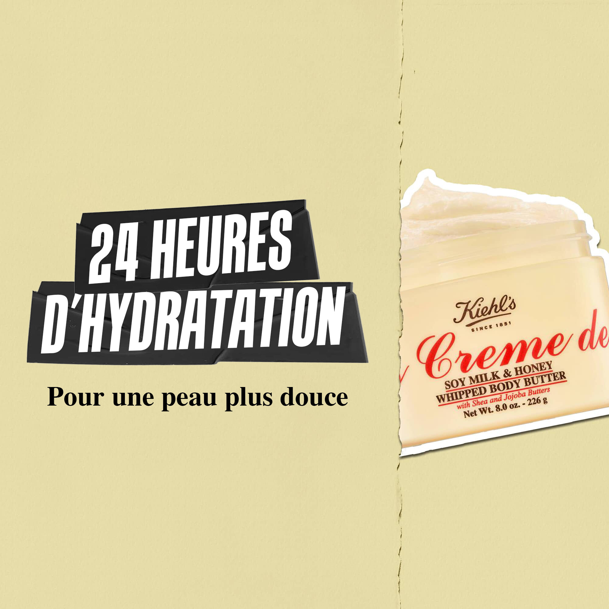 Le Beurre Corporel Fouette Creme de Corps Kiehl's offre 24 heures d'hydratation pour une peau plus douce