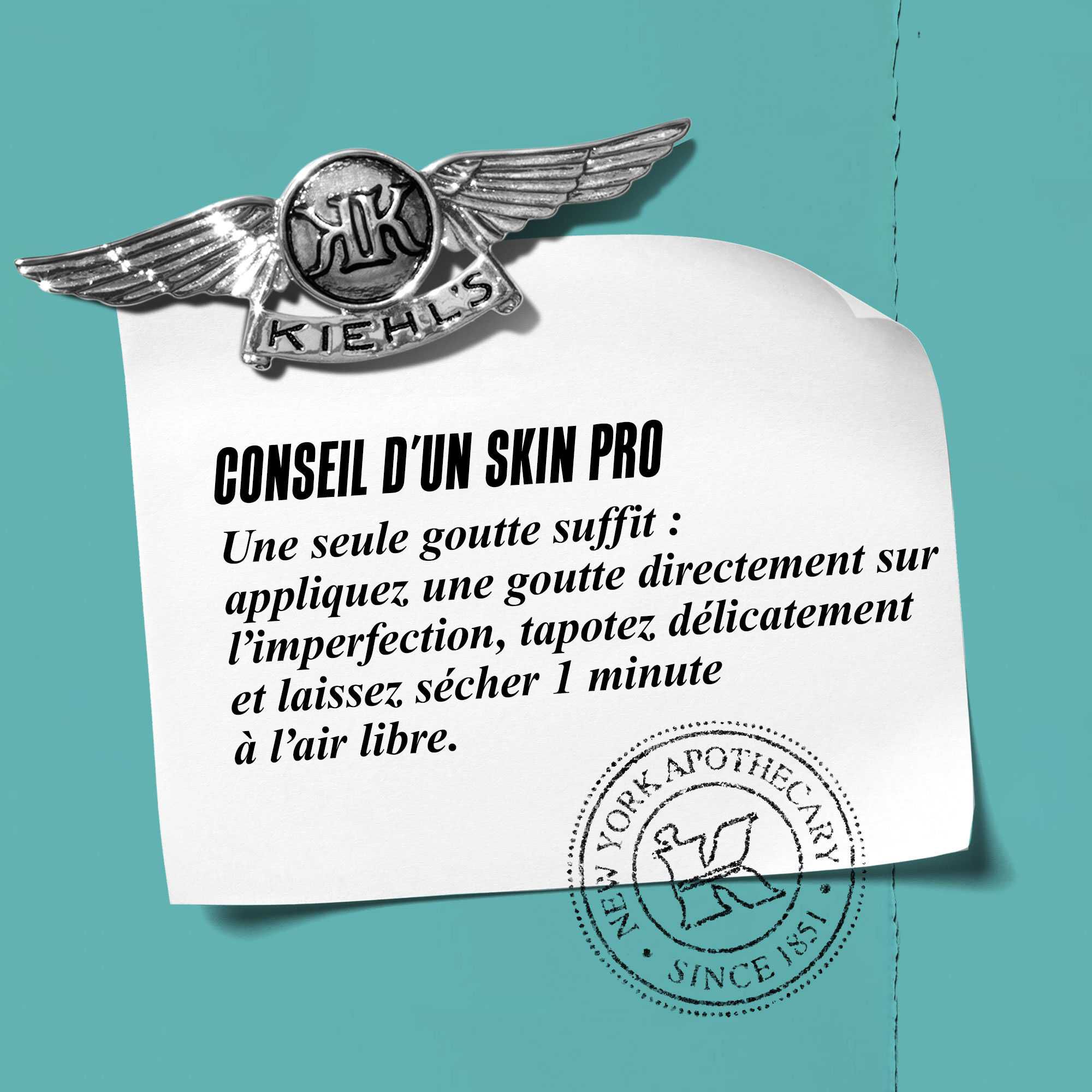 Graphique avec le texte : « Conseil d'expert : Cette formule est excellente pour traiter et hydrater la peau tout en ciblant et prevenant les eruptions cutanees. »