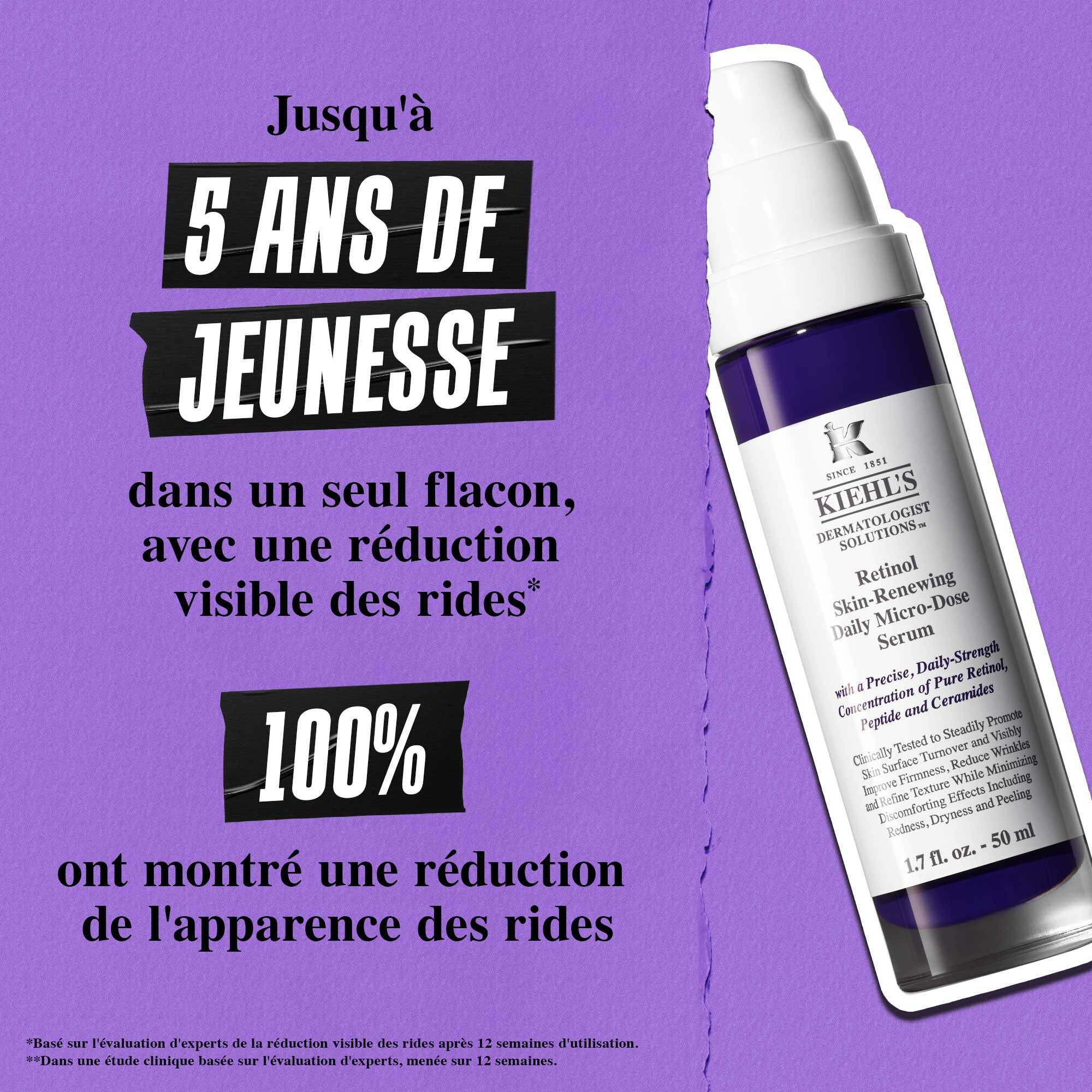 flacon du serum retinol kiehl's sur fond violet