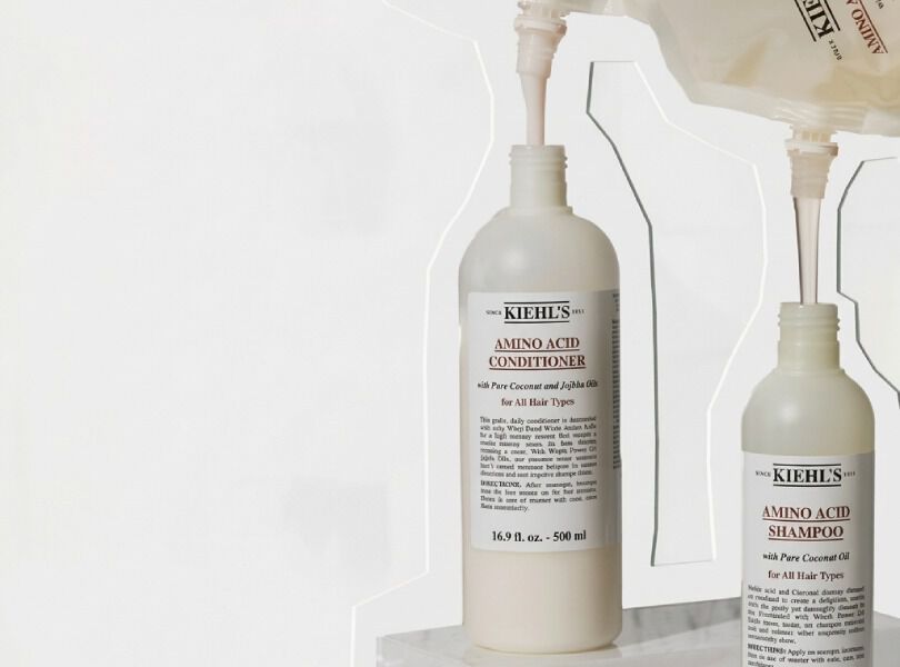 Collection Kiehl’s Amino Acid – shampooing et apres-shampooing acides amines en ecorecharge