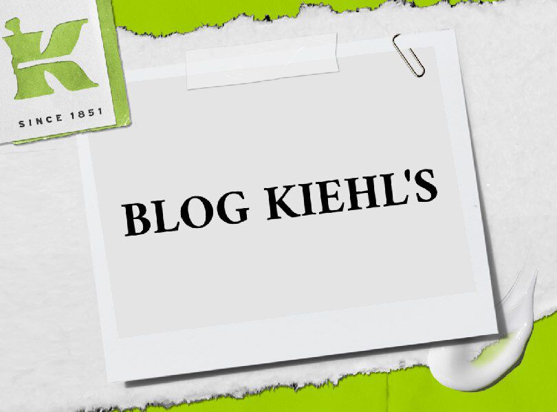 Acces au blog Kiehl’s – carte blanche avec texte " BLOG KIEHL'S" en noir