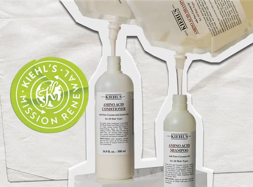 Collection Kiehl’s Amino Acid – shampooing et apres-shampooing acides amines en ecorecharge