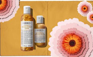 Deux produits Kiehl's a base de calendula: Calendula Herbal-Extract Toner et Calendula Skin-Soothing & Stabilizing Emulsion