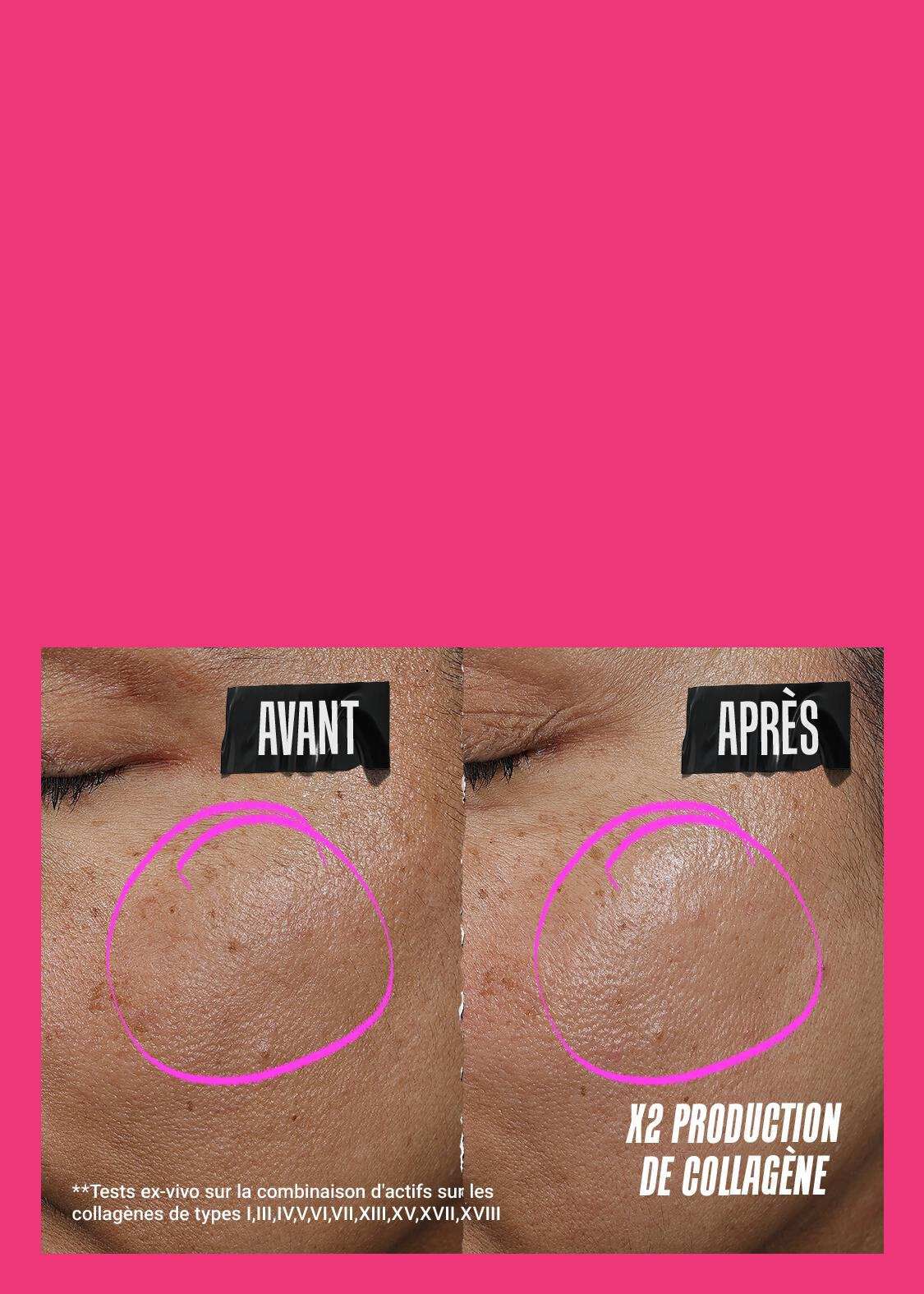 Kiehl's 1cc CollaShot Plump Serum – Image d'avant et apres l'utilisation du produit