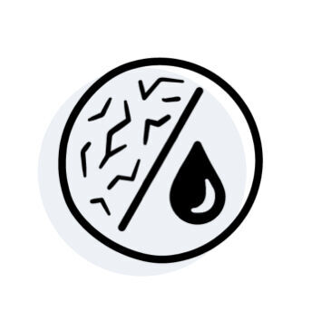 Icone representant une surface rugueuse d'un cote et une goutte d'eau de l'autre.