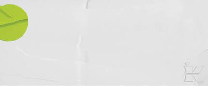 Un fond blanc avec une petite forme verte sur le cote gauche.