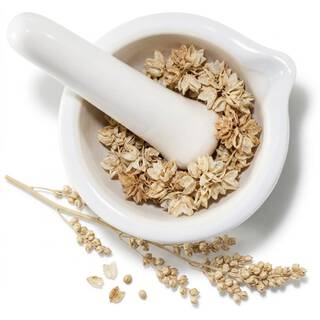 Mortier avec de la cosse de quinoa