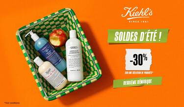 Kiehl's Soldes d'ete : , -30% sur une selection, avec Creme de Corps, Facial Fuel et Amino Acid Conditioner dans un panier