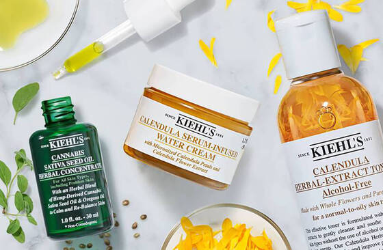 Visuel de produits Kiehl's bons pour traiter les rougeurs.