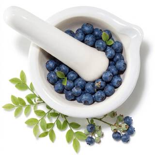 Mortier blanc avec des graines de myrtylle